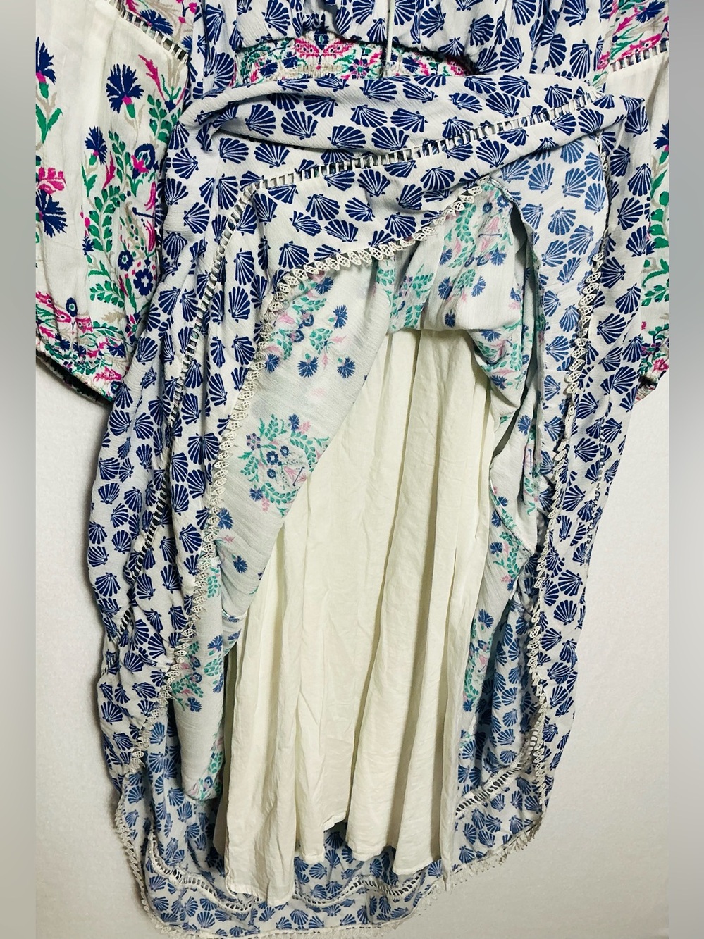 Chico’s Boho Floral Print Maxi Dress - Fits L/14) - Tassel Accents - Picture 12 of 13